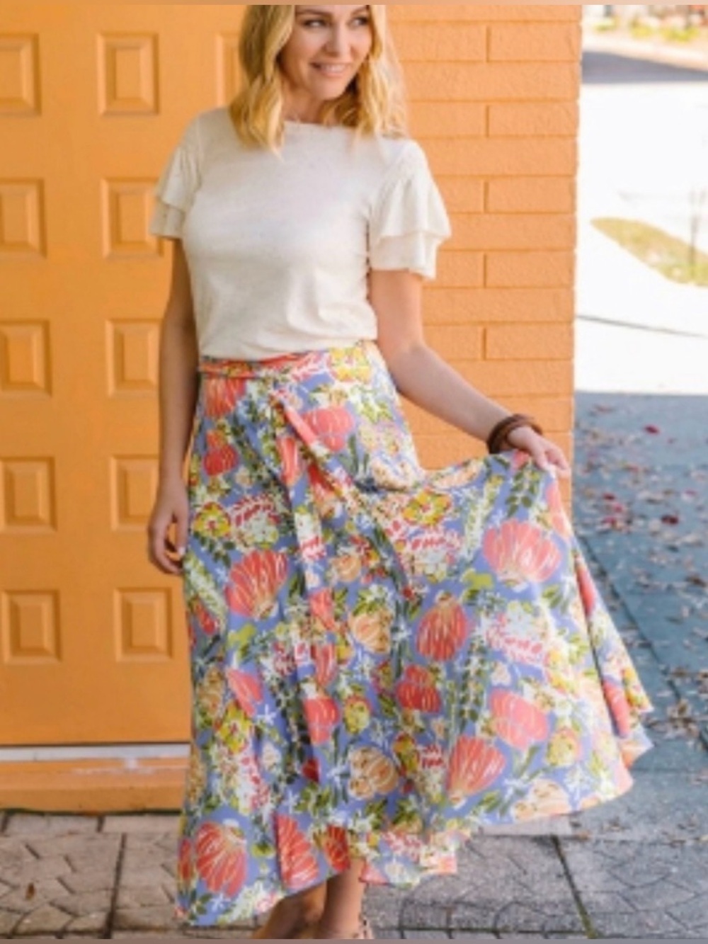 Matilda Jane Day Dreaming Floral High Low Maxi Skirt size XL summer preppy comfy
